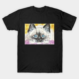 Siamese cat face art T-Shirt